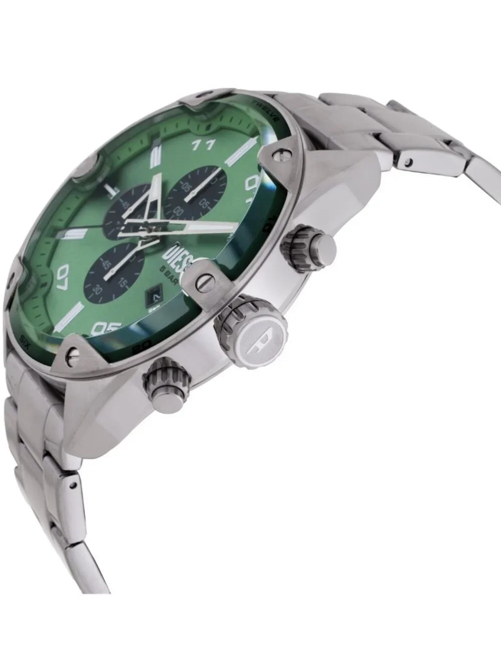 NWT Diesel Spiked Chronograph Quartz Green Dial Men's Watch